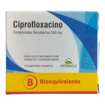 Ciprofloxacino 500 mg x 6 comprimidos. (Pinnacle)