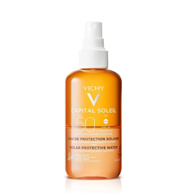 Vichy Capital Soleil Agua de protección solar bronceante SPF 50 200 ml.