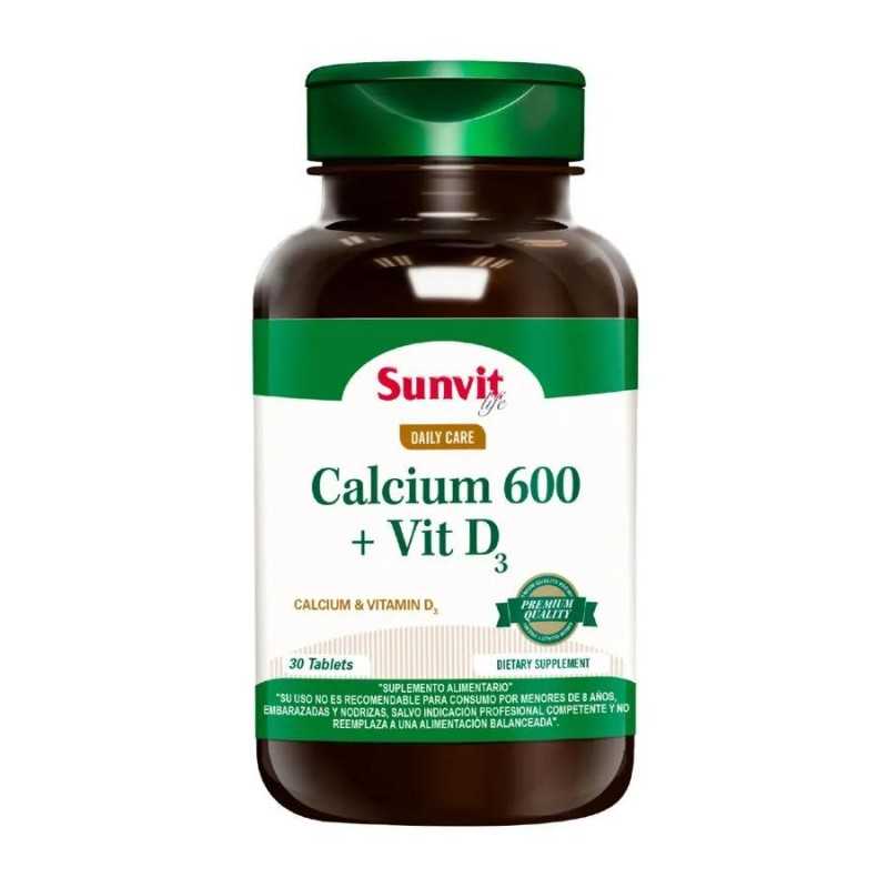 CALCIUM 600 VIT D3 X 30COM SUNVIT 