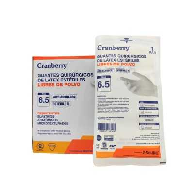 GUANTE QUIR ESTER L/POLVO N 6 5 x 1PAR CRANBE 