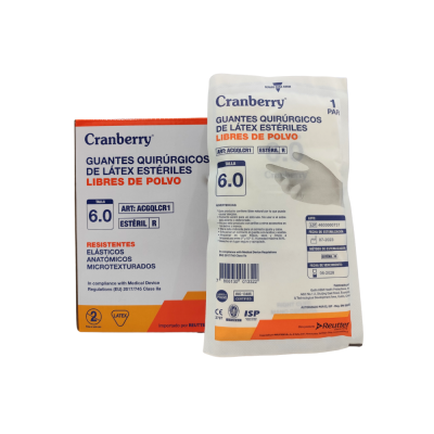 Guante Quirurgico esteril Libre de Polvo N° 6,0 x 1 Par (Cranberry)
