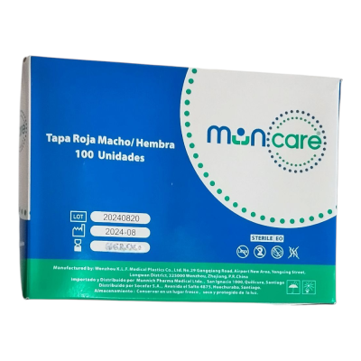 Tapa Obturacion roja macho hembra esteril x 100 unidades. (Muncare)