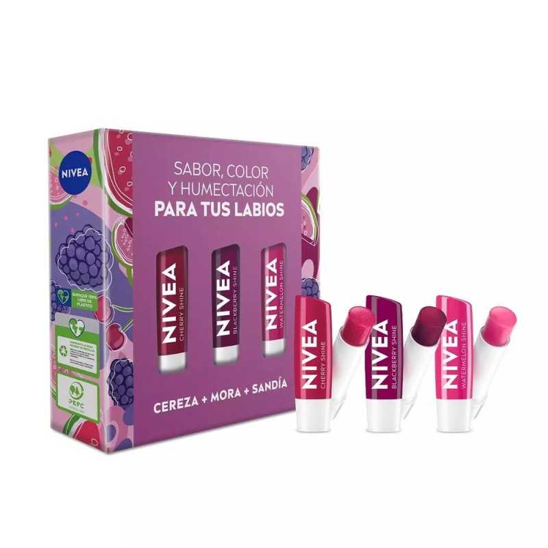 NIVEA ESTUCHE BALSAMOS LABIALES CEREZA MORA SANDIA NIVEA ESTUCHE BALSAMOS LABIALES CEREZA MORA SANDIA