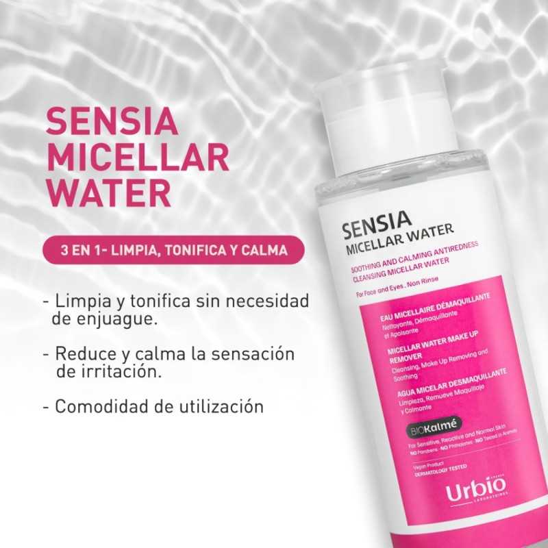 Urbio Sensia Agua micelar desmaquillante 300 ml. Tratamiento anti-rojeces