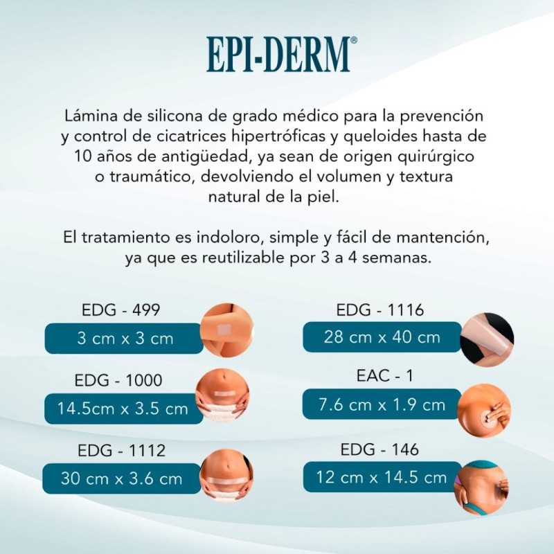 Epiderm Edg 1000 lámina de silicona 3,5 cm x 14,5 cm Cicatrizantes
