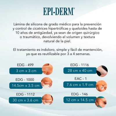 Epiderm Edg 1000 lámina de silicona 3,5 cm x 14,5 cm