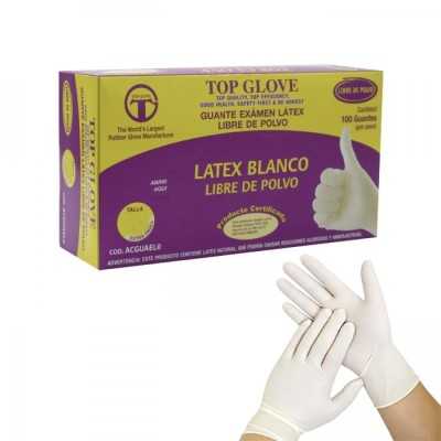 GUANTE LATEX LIBRE DE POLVO T XS X100 TOP GLOVE 
