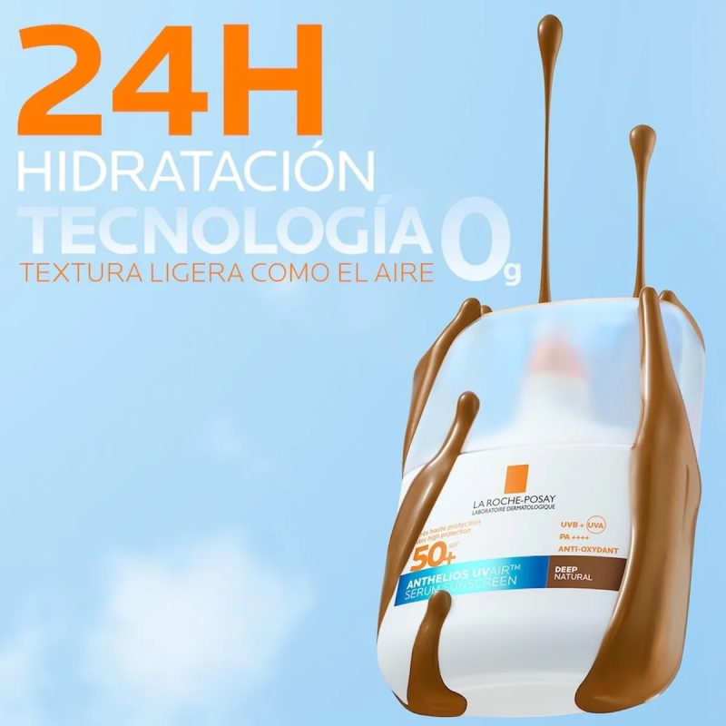 Anthelios UV Air protector solar fluido invisible color deep natural FPS50+ 50 ml. Protector solar de rostro