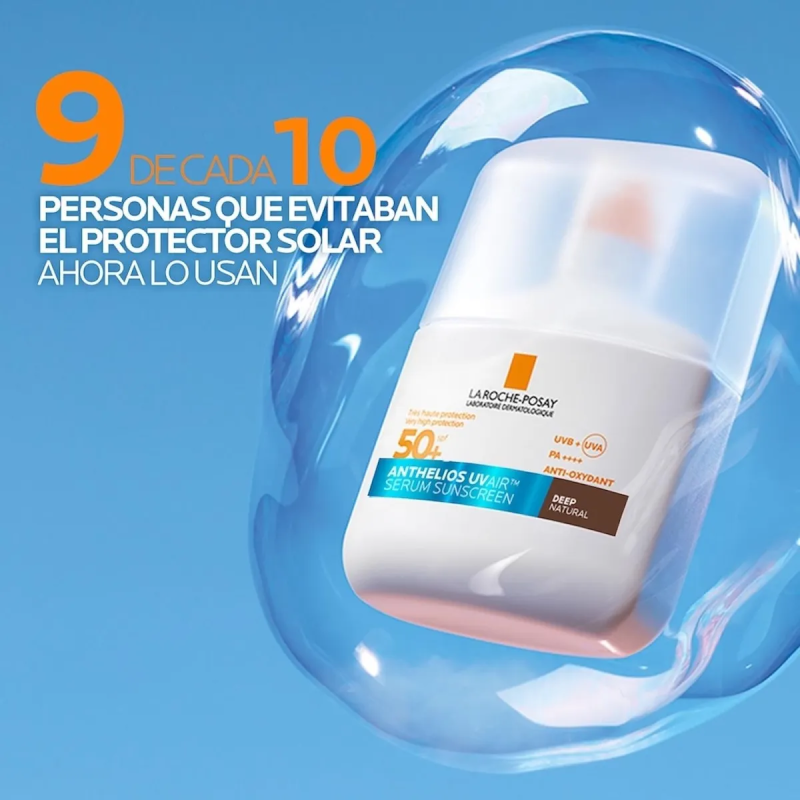 Anthelios UV Air protector solar fluido invisible color deep natural FPS50+ 50 ml. Protector solar de rostro