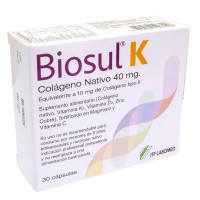 Biosul K Colageno nativo + Vitamina D3 y K2 x 30 c&aacute;psulas Suplementos de Col&aacute;geno