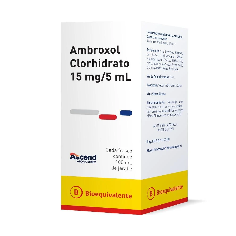 Ambroxol 15mg/5ml jarabe infantil x 100 ml. (Ascend) - Farmacia AraucoMed