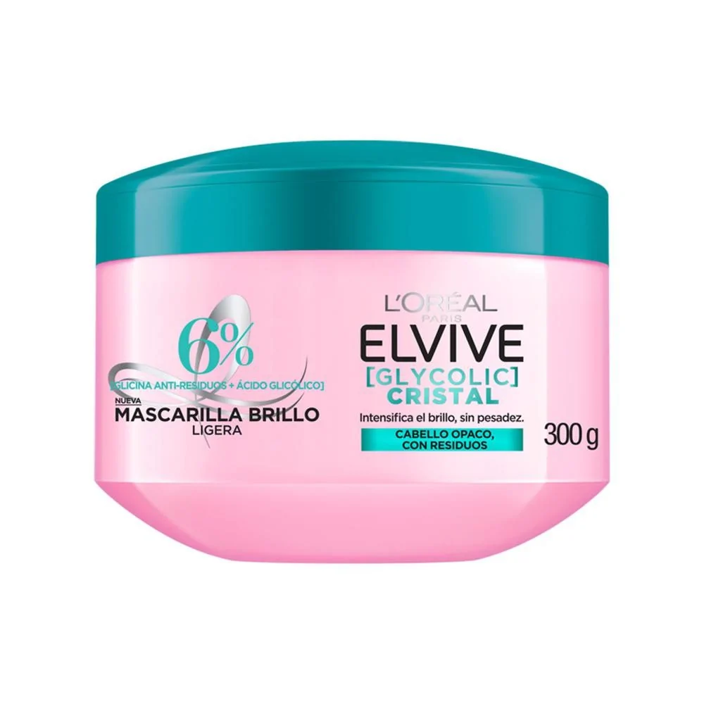 Elvive mascarilla brillo ligera Glycolic crystal 300 g. - Farmacia AraucoMed