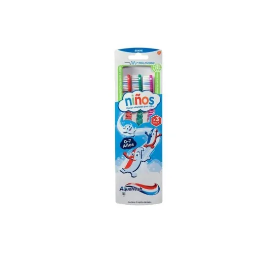 AQUAFRESH CEPILLO DENTAL SUAVE NIÑOS PACK X 3