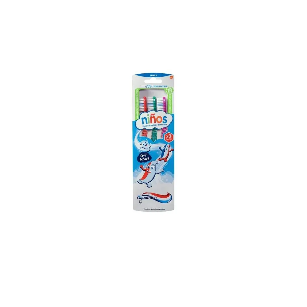 Aquafresh cepillo dental niños pack 3 unidades. - Farmacia AraucoMed