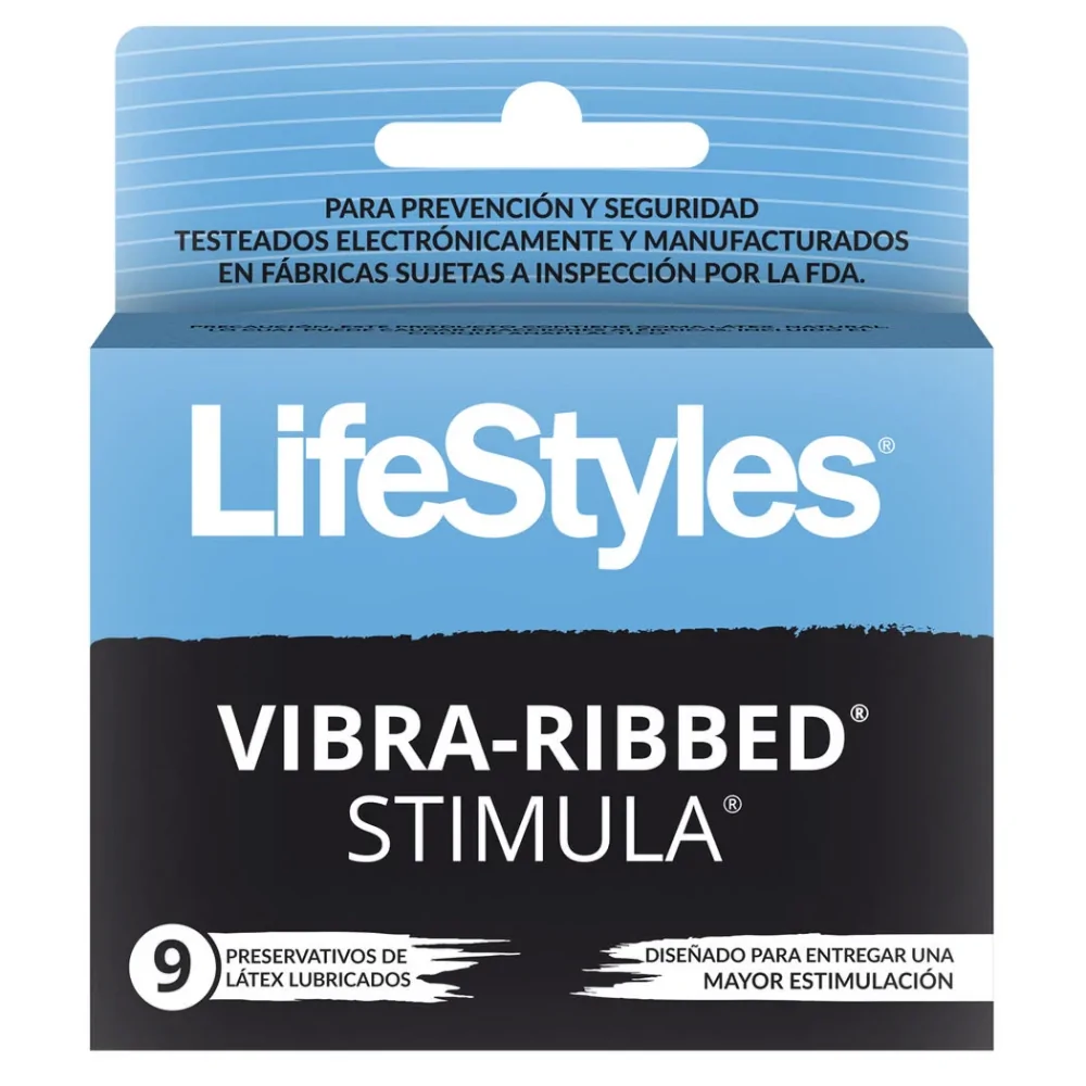 Lifestyles Vibra Ribbed Stimula preservativos x 9 unidades