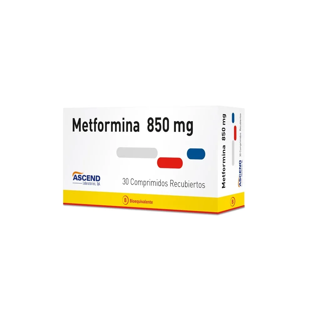 Metformina 850 mg x 30 comprimidos recubiertos. (Ascend)