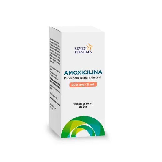 Amoxicilina 500mg/5ml jarabe x 60 ml. (Seven Pharma)