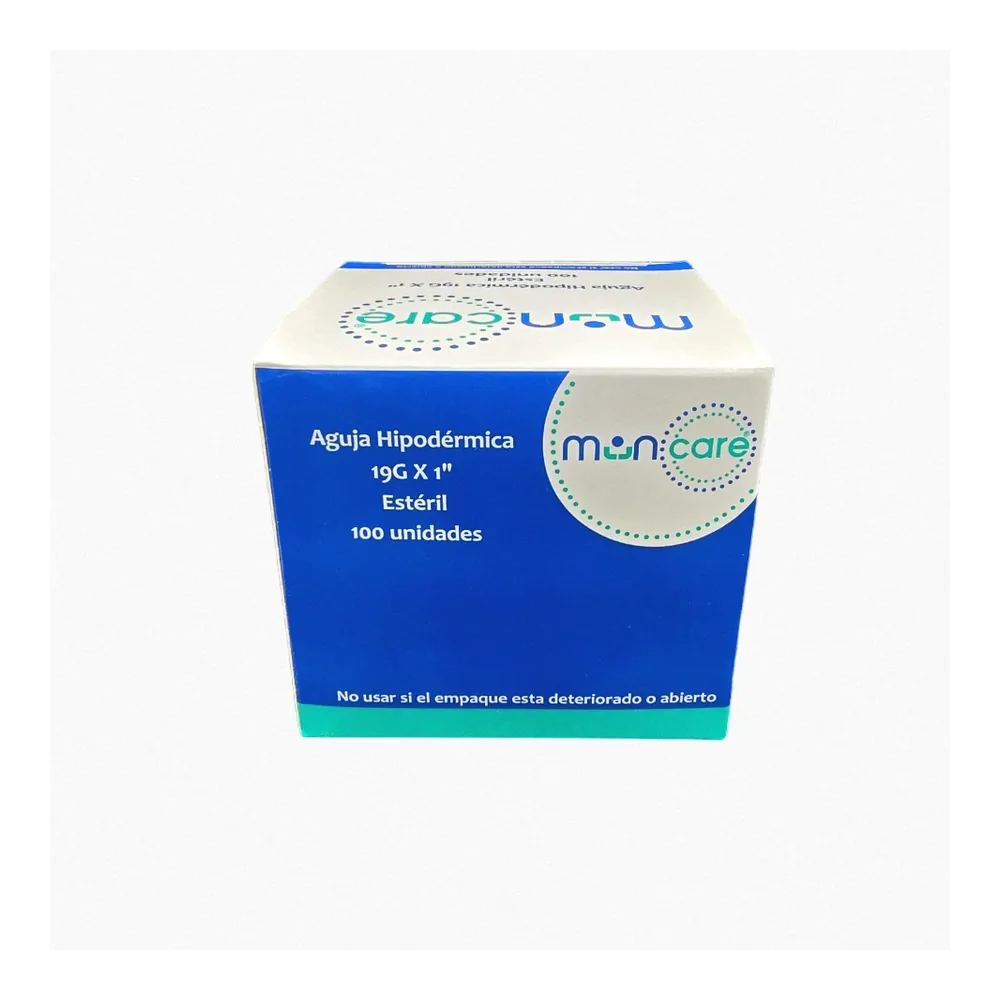 Aguja Hipodermica 19G x 1 x 100 unidades. (Muncare)
