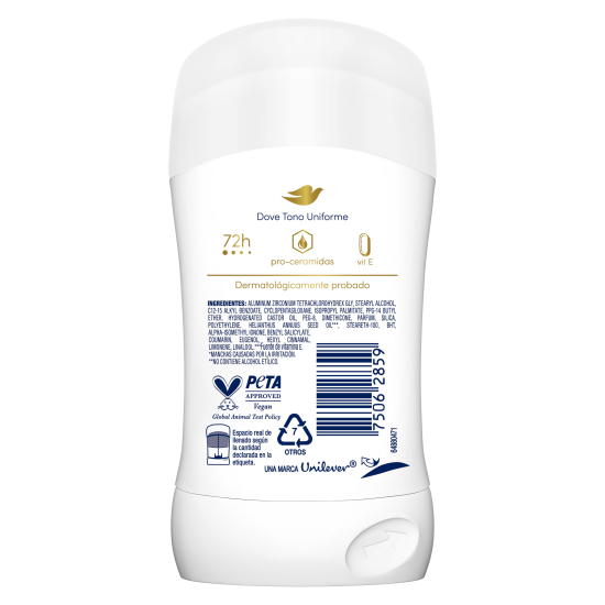 Dove desodorante barra Tono Uniforme Coco 45 g.