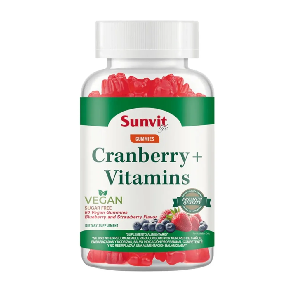 Cranberry + Vitamins x 60 gomitas sabor arandano y frutilla. (Sunvit)