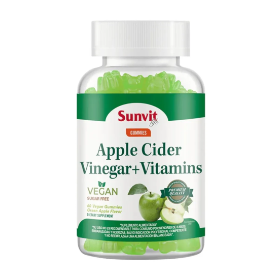 Apple Cider Vinegar + Vitamins x 60 gomitas sabor manzana verde.