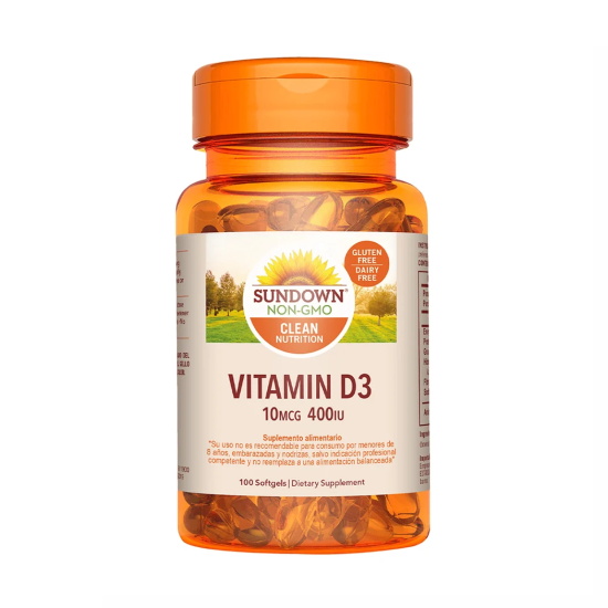 Vitamina D3 400 U.I. x 100 cápsulas blandas. (Sundown)