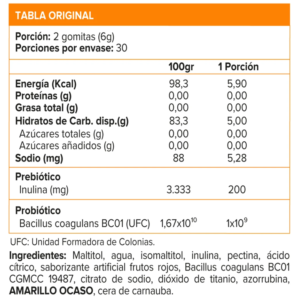 Probiotis + Fiber x 60 gomitas sabor berries. (Sunvit)
