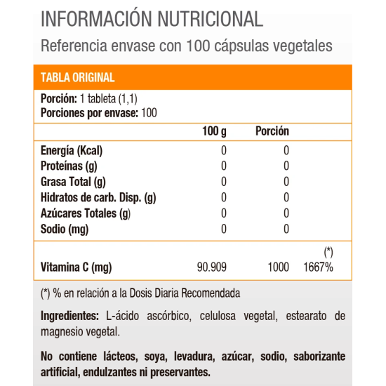 Vitamina C 1000 mg x 100 cápsulas. (Solgar)