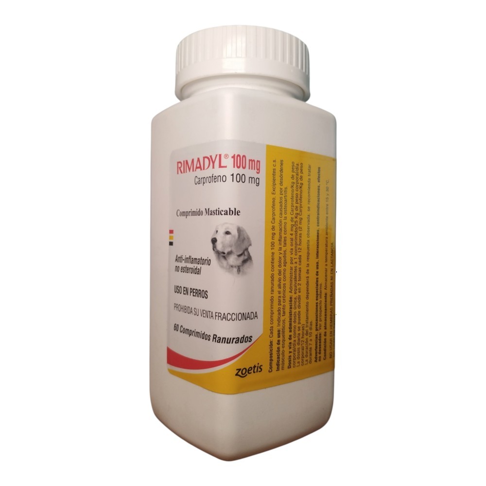 Rimadyl 100 mg x 60 comprimidos ranurados.