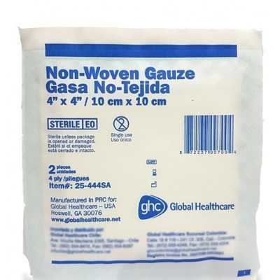 Gasa No Tejida 4 Pliegues Esteril 10x10cm Sobre x2 (GHC)