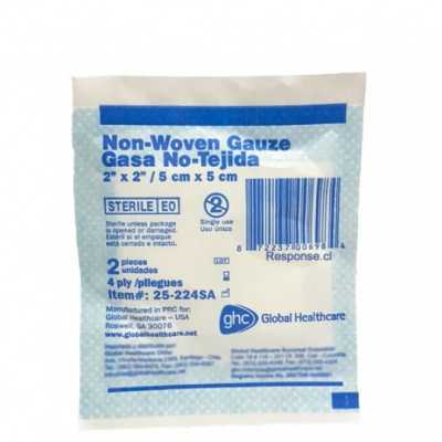 Gasa No Tejida 4 Pliegues Esteril 5x5cm Sobre x2 (GHC)