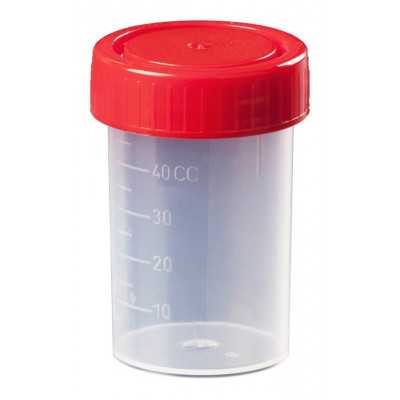 Frasco Orina esteril 60ml tapa roja