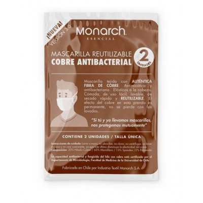 Mascarilla Antibacterial cobre monarch x2