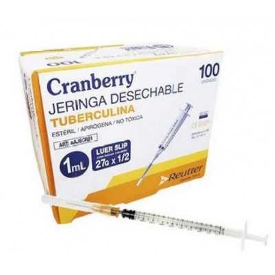 Jeringa Tuberculina 1ml aguja 27gx1/2 (Cranberry)