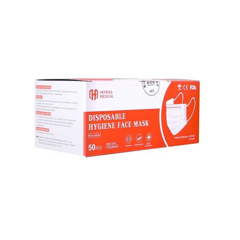 Mascarilla con elastico blanca caja x 50 (Hefeng)