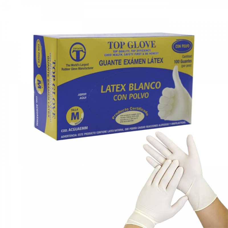 Guante Latex empolvado talla S x100 (Top Glove)