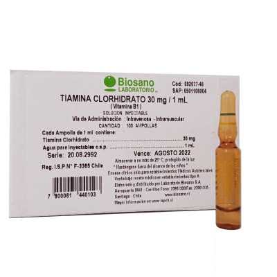 Tiamina Clorhidrato (Vitamina B1) 30mg/1ml (biosano)