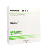Vitamina B1-B6-B12 10.000ui 3ml x 3 ampollas (Biosano) - Farmacia AraucoMed
