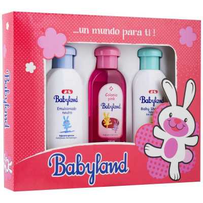 Babyland Estuche emulsionado + colonia rosada + shampoo