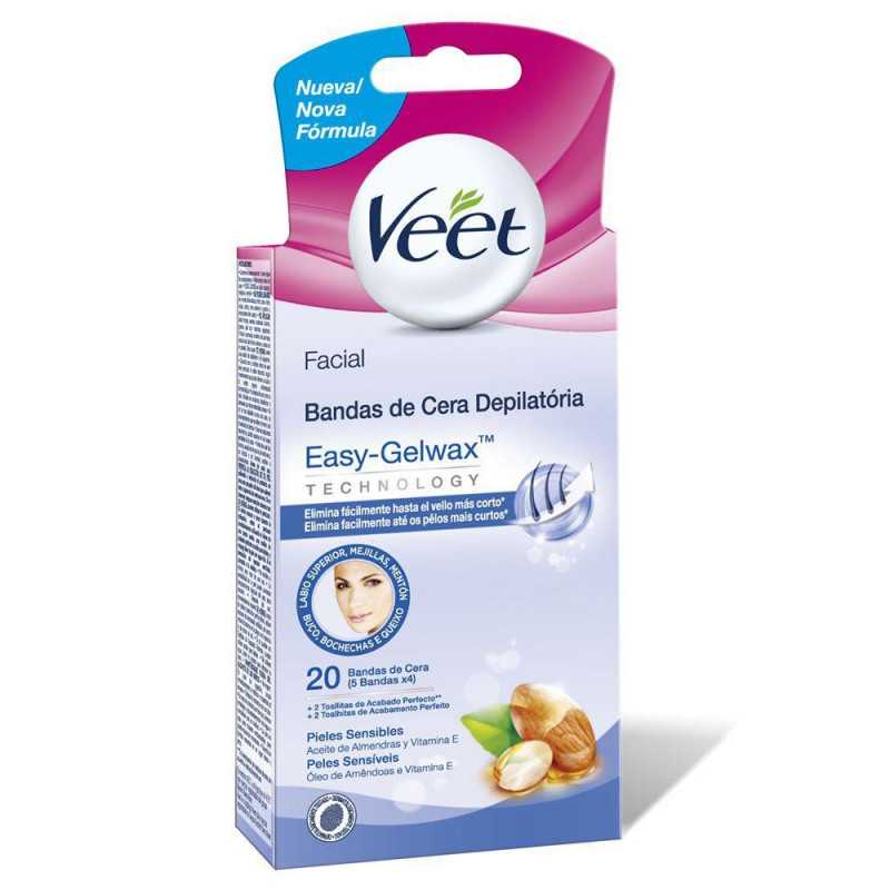 Veet Banda depilatoria facial piel sensible x20