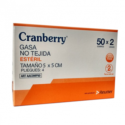 Gasa No Tejida 4 Pliegues Esteril 5x5cm Sobre x2 - Caja x 50