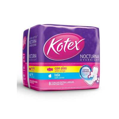 Kotex Toalla higienica nocturna normal suave con alas x8
