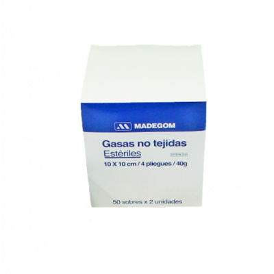 GASA ESTERIL NO TEJIDA 10x10CM 4PLY MADEGOM X50 | AraucoMed