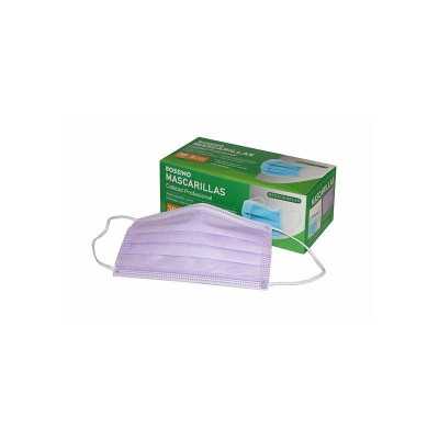 Mascarilla con elastico lila x 50 (Bossino)