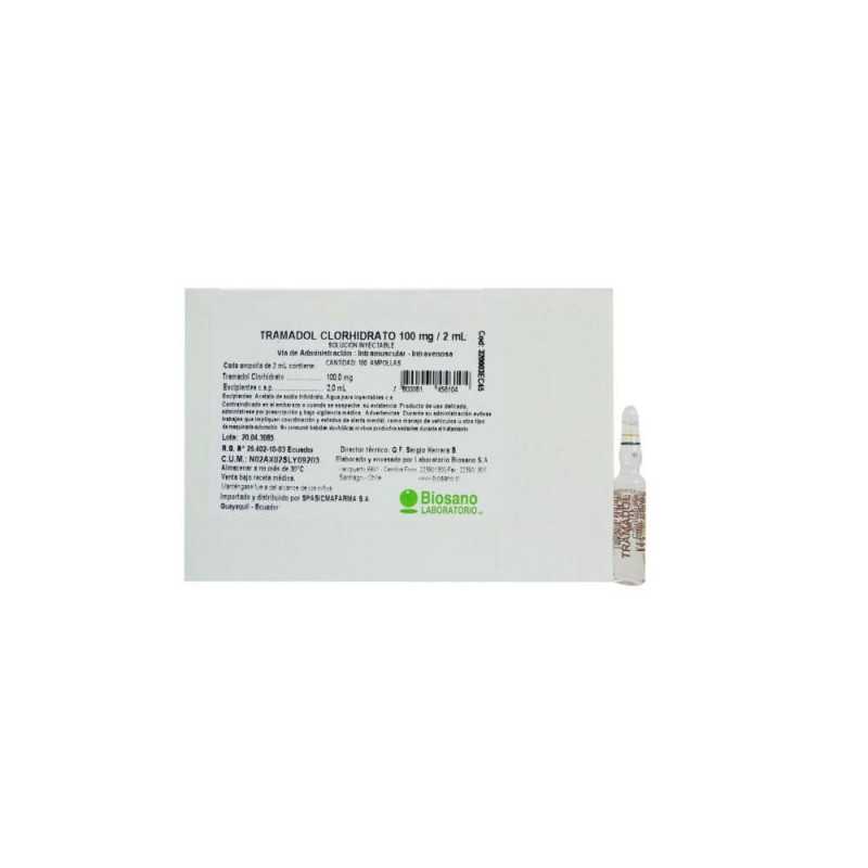 Tramadol Hcl solución Iny. 100mg/2ml (Biosano)