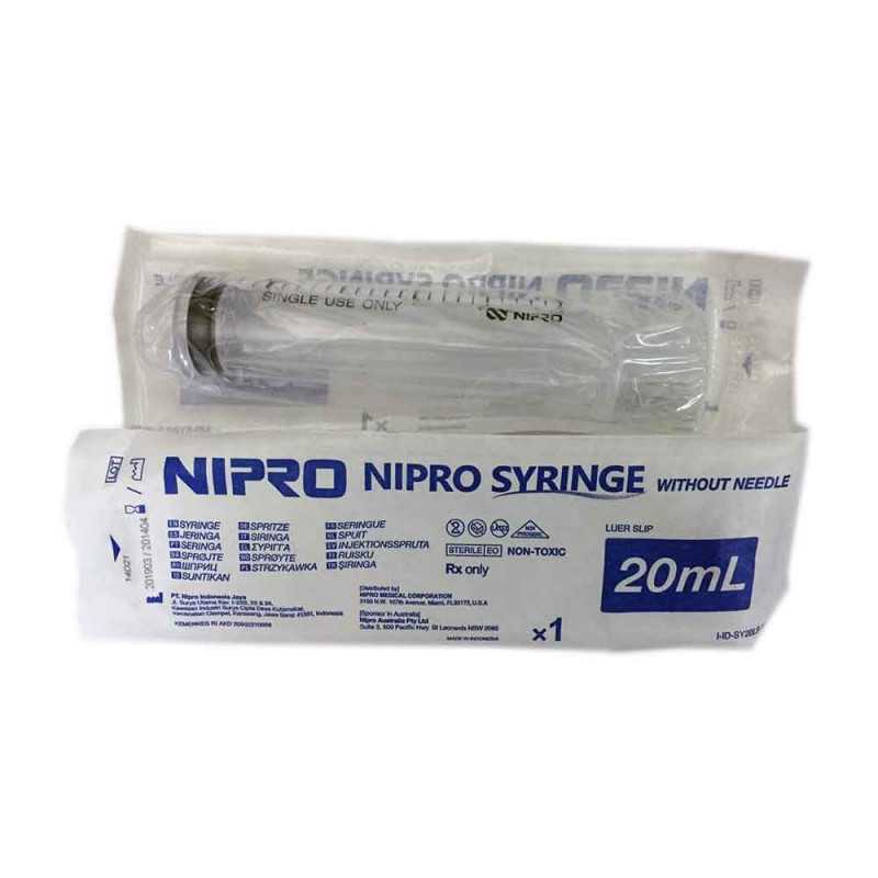 Jeringa 20ml luer lock sin aguja (Nipro)