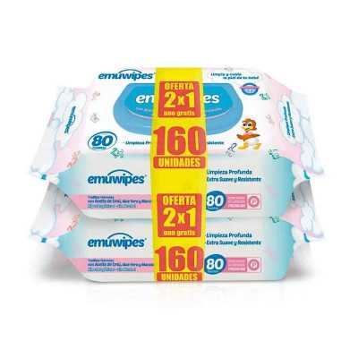 Emuwipes Toallitas humedas premium con tapa 2x80