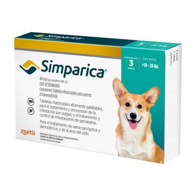 Simparica Perros 40mg (10Kg - 20Kg) x3com