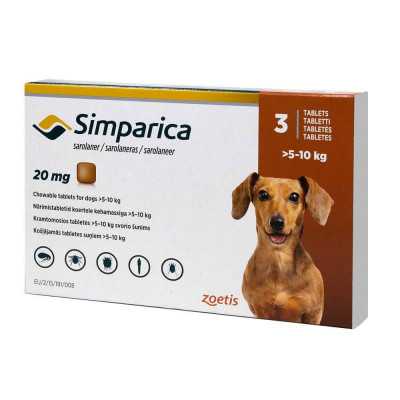 Simparica Perros 20mg (5Kg - 10Kg) x3com
