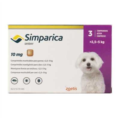 Simparica Perros 10mg (2,5Kg - 5Kg) x3com